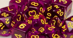 Translucent Dark Purple With Gold Numbers - Set of 7 Dice
