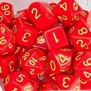 Opaque Red With Yellow Numbers - Set of 7 Dice