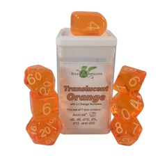 Translucent Orange With Light Orange Numbers - Set of 7 Dice