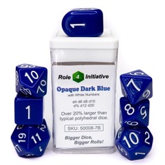 Opaque Dark Blue With With Numbers - Set Of 7 Dice