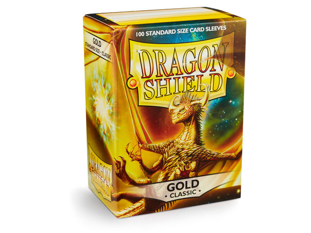 New GOLD Dragon Shield Box 100 Standard Size Protector Sleeves! Sealed!