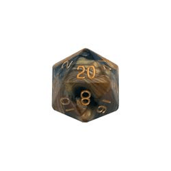 35mm Mega Acrylic D20: Combo Attack Black and Yellow with Gold Numbers