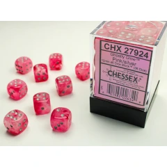 Ghostly Glow Pink and Silver 36ct 12mm D6 Dice Block - CHX27924