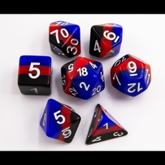 Black/Blue/Red Set of 7 Multi-layer Polyhedral Dice with White Numbers for D20 based RPG's