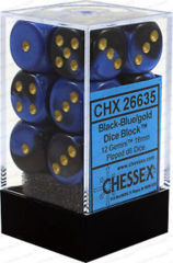 12 Black-Blue w/gold Gemini 16mm D6 - CHX26635