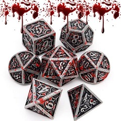 7 Count Polyhedral Bloody Solid Metal Dice Set